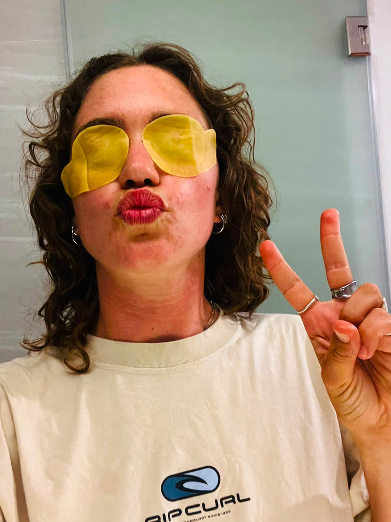 Customer using Enokon eye patches